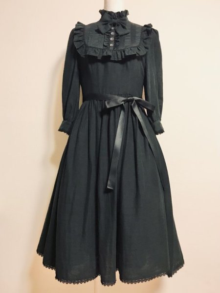画像1: Victorian maiden/クラシカルガーゼドールドレス　ブラック (1)