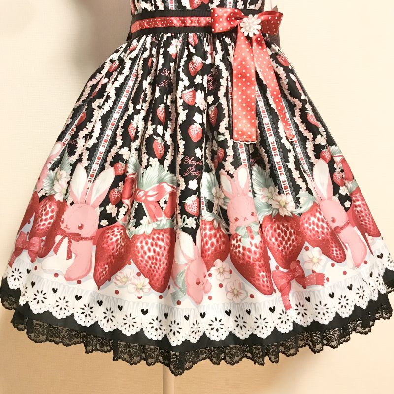 Angelic Pretty/Little bunny strawberry JSK クロ - Usagiyouhinten・うさぎ洋品店