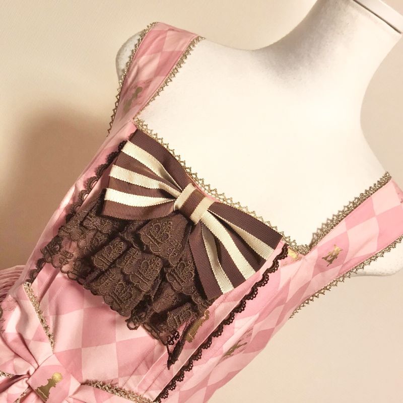 Angelic Pretty/Chess Chocolate ジャボ付JSK ピンク - Usagiyouhinten