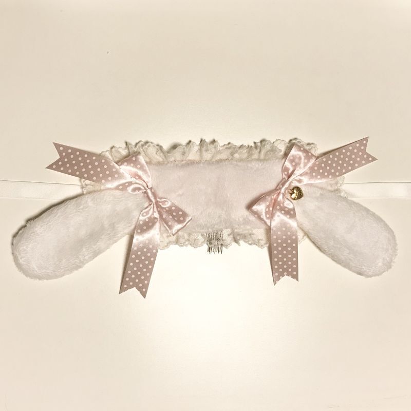 Angelic Pretty/ロップイヤーBunnyヘッドドレス 白×ピンクリボン Usagiyouhinten・うさぎ洋品店