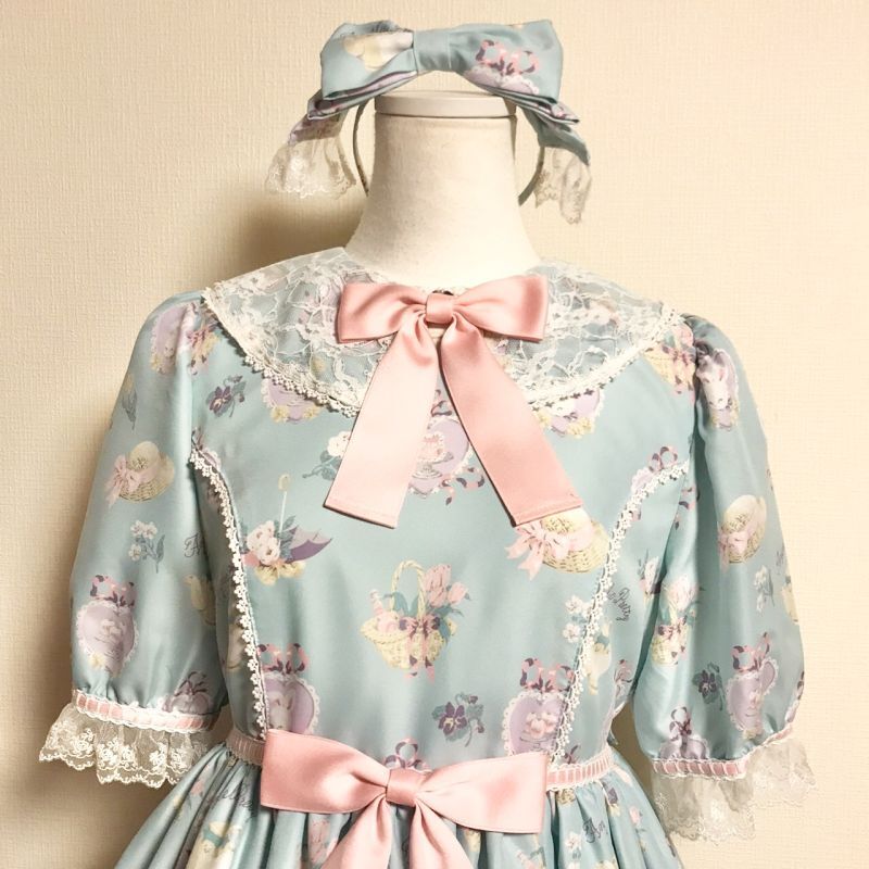 Angelic Pretty/うさぎのPicnic partyワンピース＋カチューシャ 