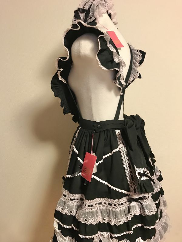 Angelic Pretty Heart胸あて付スカート カチューシャ 黒-