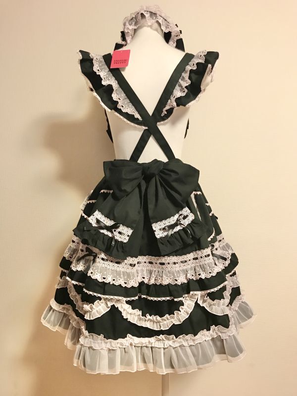 Angelic Pretty/Heart胸あて付スカート＋Heartカチューシャ クロ（無地 ...