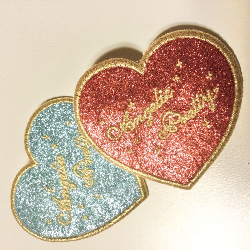 Angelic Pretty/Love Heartラメクリップ アカ・サックス 2個SET